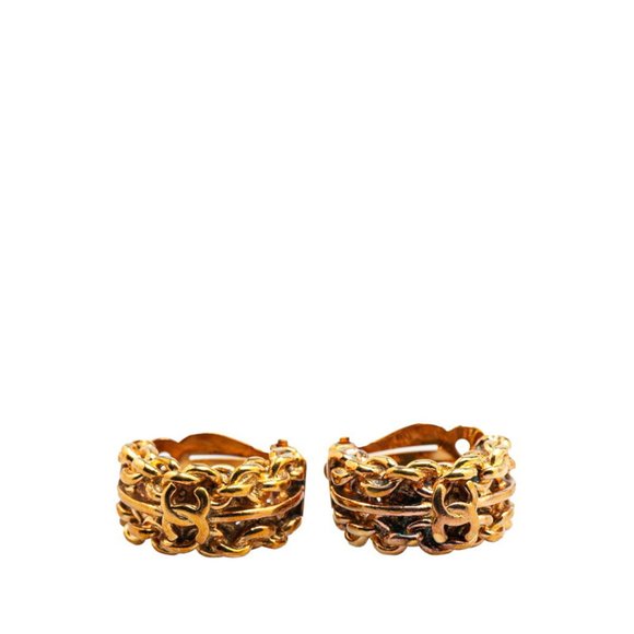 CHANEL Vintage Gold Logo Earrings - Picture 1 of 3